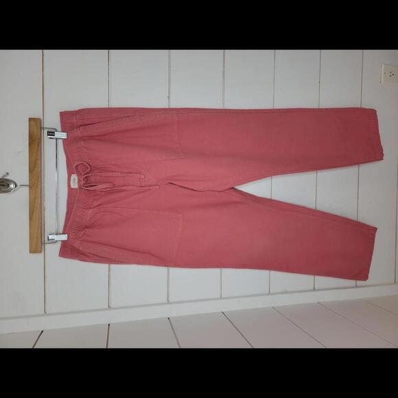 J Crew medium pink cotton drawstring pants. Heavyweight flannel feel. - Picture 1 of 4